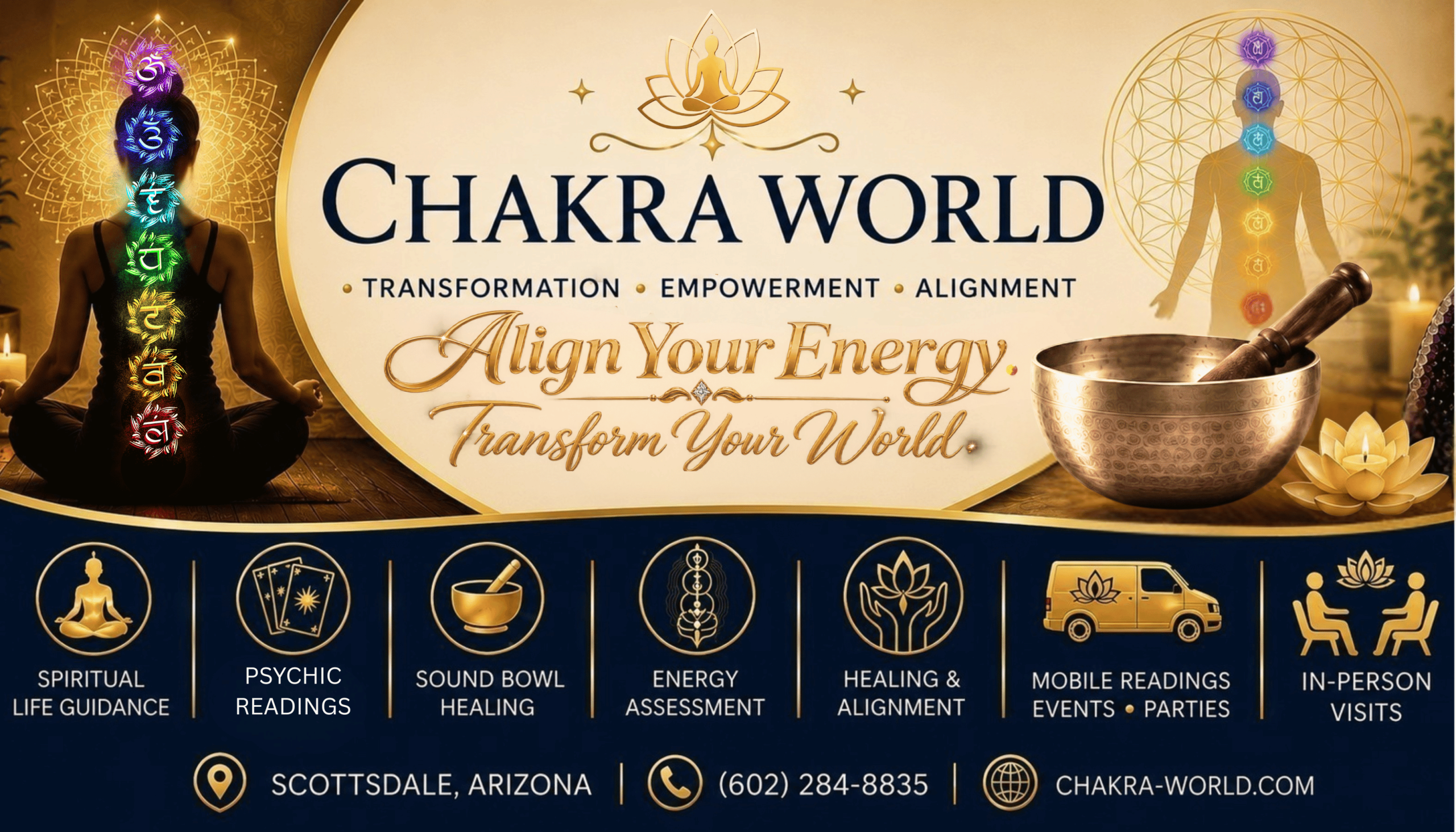 Chakra World mobile chakra alignment and spiritual wellness service in Scottsdale and Phoenix Arizona