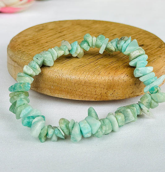 Reduces Mars Effects, Balances Root Chakra & Adds Stability Amazonite Uncut Bracelet - Abhimantrit & Certified