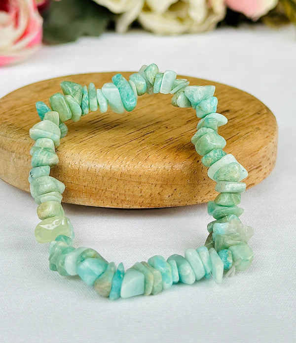 Reduces Mars Effects, Balances Root Chakra & Adds Stability Amazonite Uncut Bracelet - Abhimantrit & Certified