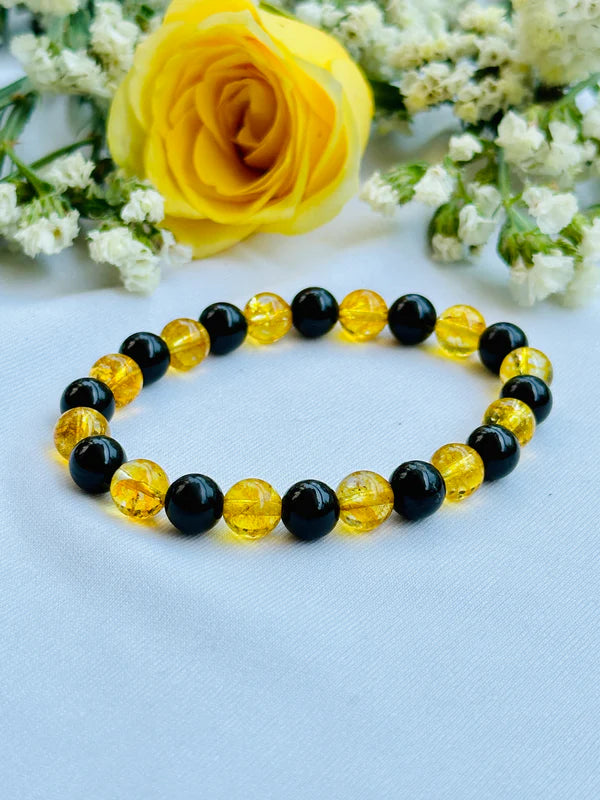 (Yellow Citrine & Black Tourmaline) - Abhimantrit & Certified