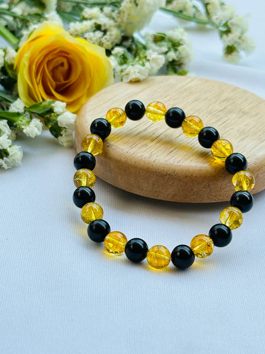 (Yellow Citrine & Black Tourmaline) - Abhimantrit & Certified