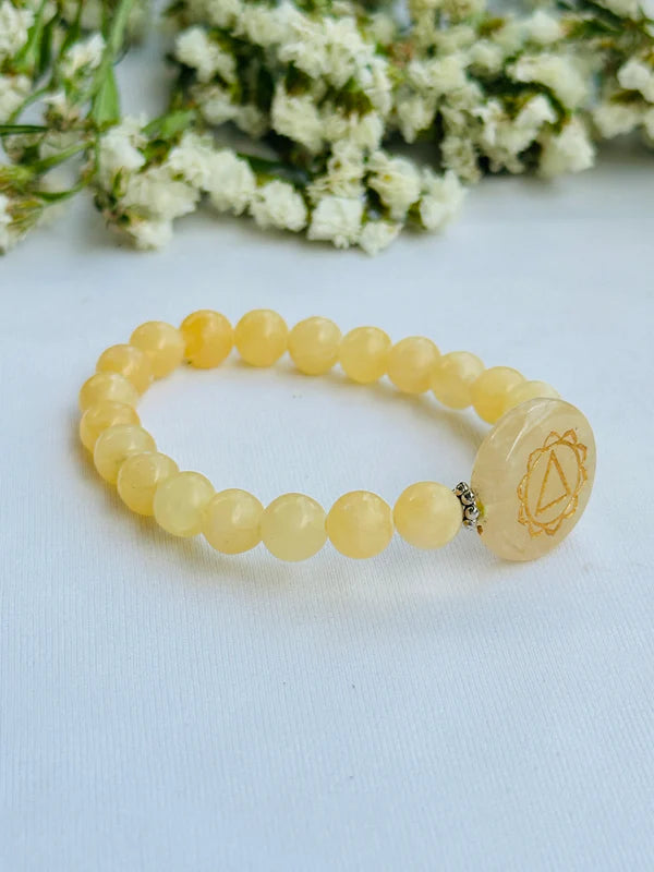 Yellow Calcite Stone Chakra Bracelet - Abhimantrit & Certified