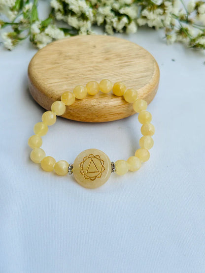 Yellow Calcite Stone Chakra Bracelet - Abhimantrit & Certified