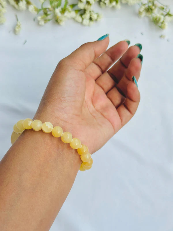 Yellow Calcite Stone Chakra Bracelet - Abhimantrit & Certified