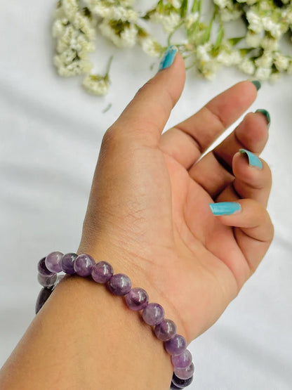 Natural Stone Amethyst Crown Chakra Bracelet - Abhimantrit & Certified