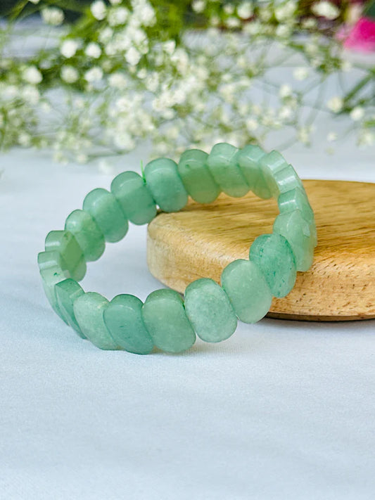 Green Aventurine Emerald Cut Bracelet - Abhimantrit & Certified