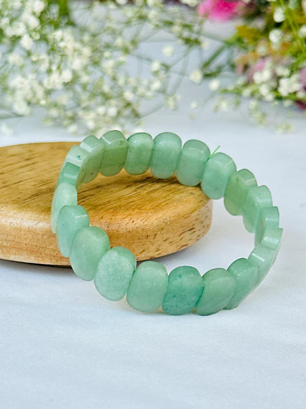 Green Aventurine Emerald Cut Bracelet - Abhimantrit & Certified