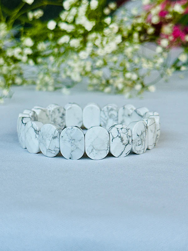 Howlite Emerald Cut Bracelet - Abhimantrit & Certified