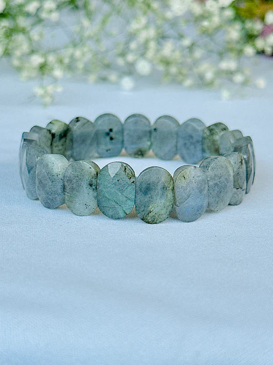 Chakra Labradorite Emerald Cut Bracelet - Abhimantrit & Certified