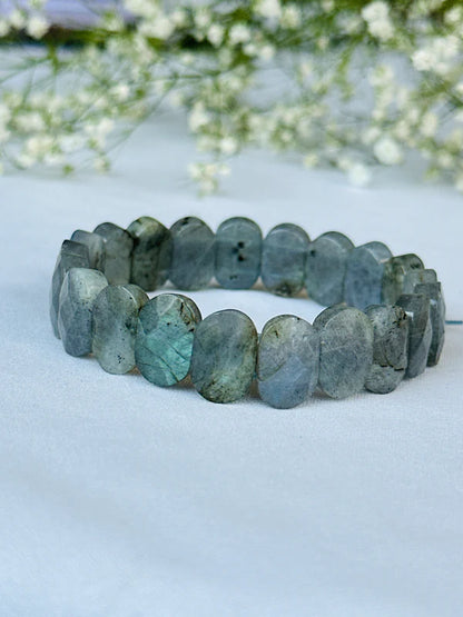 Chakra Labradorite Emerald Cut Bracelet - Abhimantrit & Certified