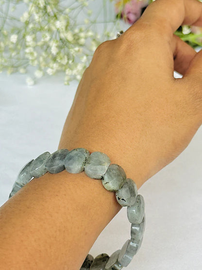 Chakra Labradorite Emerald Cut Bracelet - Abhimantrit & Certified