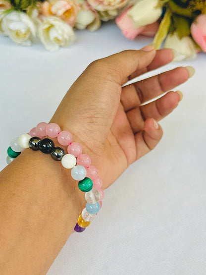 Timeless Beauty (Rose Quartz & Glowing Skin Bracelet) - Abhimantrit & Certified