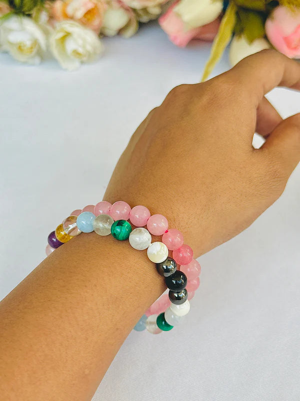 Timeless Beauty (Rose Quartz & Glowing Skin Bracelet) - Abhimantrit & Certified