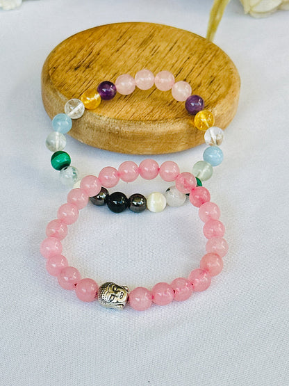 Timeless Beauty (Rose Quartz & Glowing Skin Bracelet) - Abhimantrit & Certified