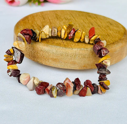 Helps with decision-making during tough times Mookaite Jasper Uncut Crystal Bracelet - Abhimantrit & Certified