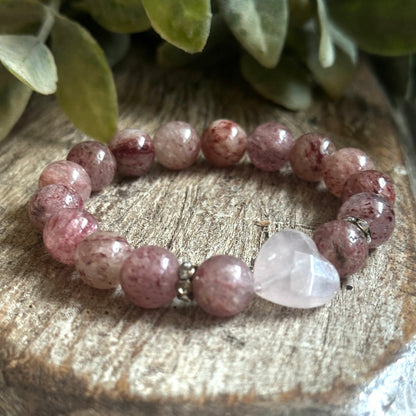 Rose Quartz & Strawberry Bracelet