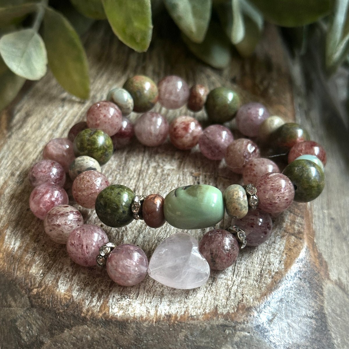 Rose Quartz & Strawberry Bracelet