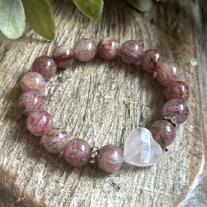 Rose Quartz & Strawberry Bracelet