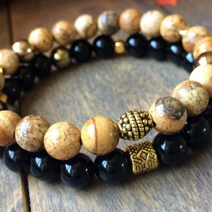 Stack Picture Jasper and Black Onyx Bracelet