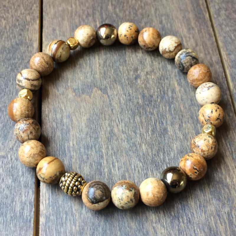 Stack Picture Jasper and Black Onyx Bracelet